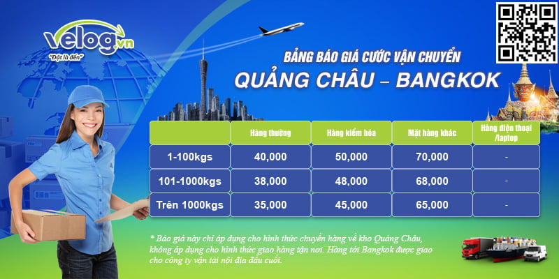 Bảng báo giá dịch vụ Quảng Châu – BangKok