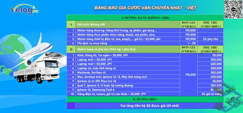 Báo giá dịch vụ vận chuyển NHẬT BẢN – VIỆT NAM 1 báo giá cước vận chuyển nhật - việt